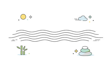 Sand ripple patterns ? zen minimalism. Repetitive soft lines arranged with gentle spacing, inspired by raked sand in a zen garden, conveying focus