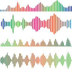 Colorful Audio Waveform Equalizer Set.