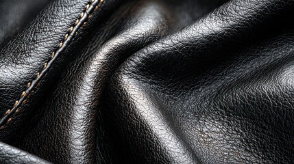top view of black cowhide leather, realistic, cinematic lighting