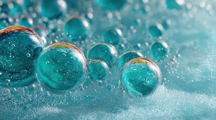 turquoise water bubbles light green and blue tones