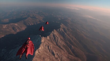 Wingsuit Flying over rock mountain