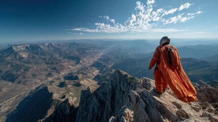 Wingsuit Flying over rock mountain