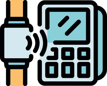 Contactless payment being made using a smartwatch on a pos terminal, highlighting modern financial technology