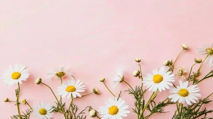 Fototapeta premium daisies on pink background