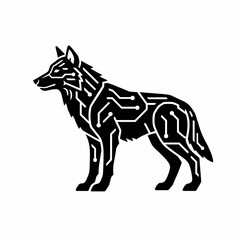 Fototapeta premium Digital Wolf Circuit Board Design Technology Illustration.