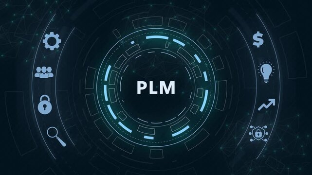 PLM Product lifecycle management system technology concept. Technology, Internet and network concept.