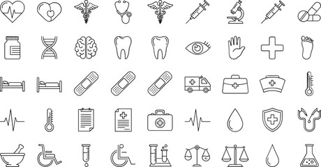 Fototapeta premium Health and wellness icons for medical and healthcare concepts