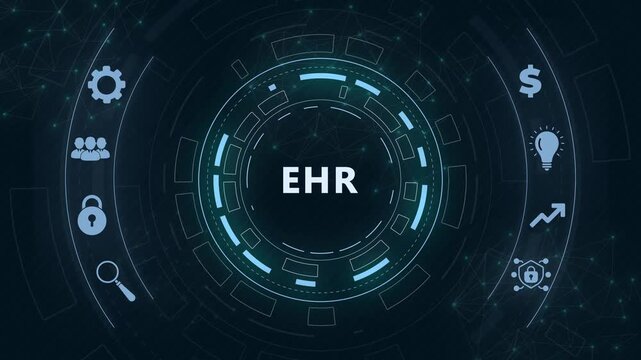 EHR, EMR, Electronic health record. Medical and technology concept.