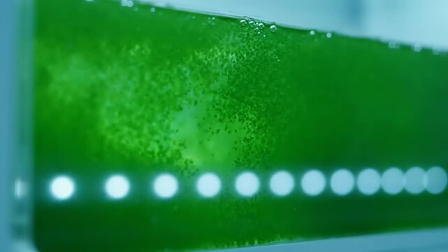Closeup of green film strip with perforations.