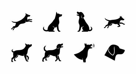 Fototapeta premium set of dogs silhouettes