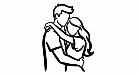 silhouette of a young lovers