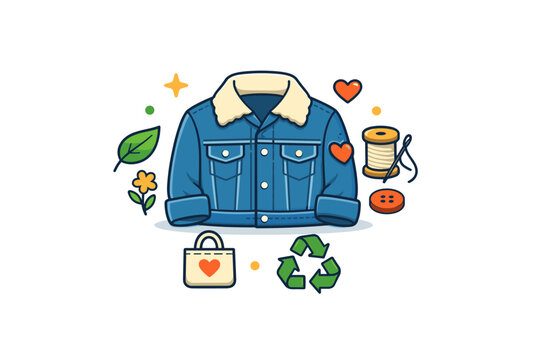 Vintage clothing styles symbolizing sustainable fashion and appreciation for long lasting design. A simple editorial composition where a well loved garment