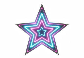 Obraz premium Vibrant neon star with layered colorful glow effect