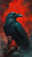 Fototapeta premium Majestic raven fantasy art mobile wallpaper