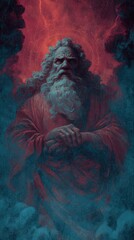 Obraz premium Majestic deity amidst stormy clouds mobile wallpaper