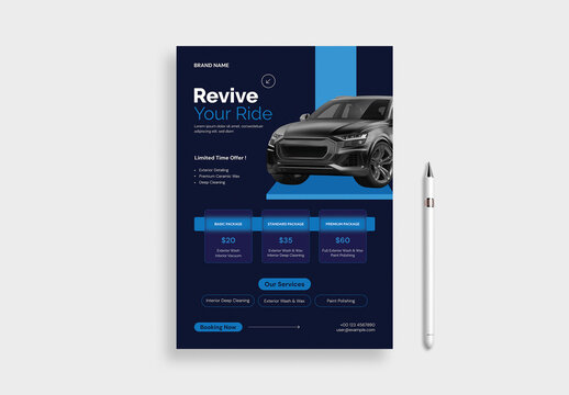 Modern Car Detailing Service Flyer Template