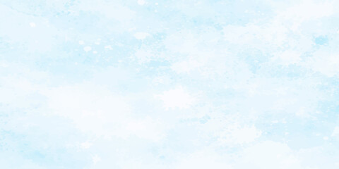 A beautiful abstract blue background featuring bright snowflakes drifting through a fluffy white cloudscape under a clear summer sky with sunny light © Sema