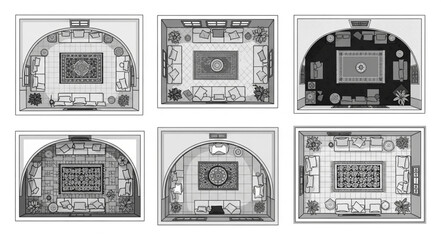 Detailed architectural designs showcasing intricate patterns and artistic elements within structures.