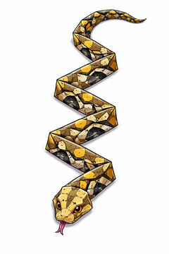 Vector Illustration of Cartoon Type Reticulated Python Origami Craft