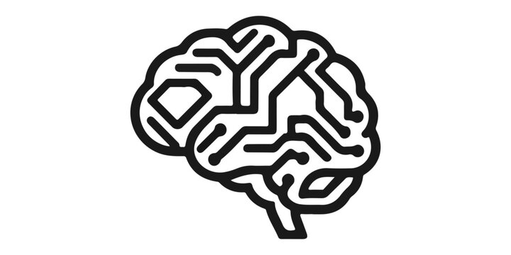 An artistic vector illustration of a human hand holding a green leaf combined with a cerebral brain circuit design to symbolize an innovative mind and sustainable science concept