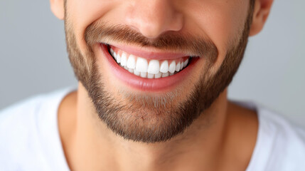 Obraz premium Joyful smile with straight teeth radiating confidence, modern dental clinic orthodontic success, oral health visualization, teeth alignment representation, with copy space