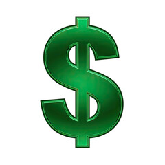 Green dollar sign symbol illustration, isolated on transparent background