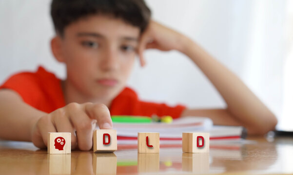 DLD. mental health concepts. preteen boy frustrated doing homework, importance of educational needs and special attention to this problem.