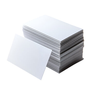 Blank white business cards stacked and isolated on a white background