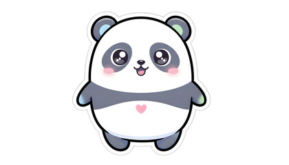 Obraz premium Cute Kawaii Panda Mascot Sticker Illustration Isolated on White Background