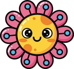 Obraz premium Cute smiling cartoon flower character illustration