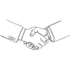 Fototapeta premium Business handshake, partnership and agreement concept, continuous line art