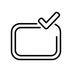 Obraz premium A minimalist line art icon of a checked checkbox on a white background, conveying approval and confirmation.