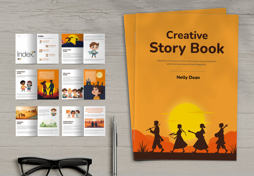 Creative Story Book Template with Illustration