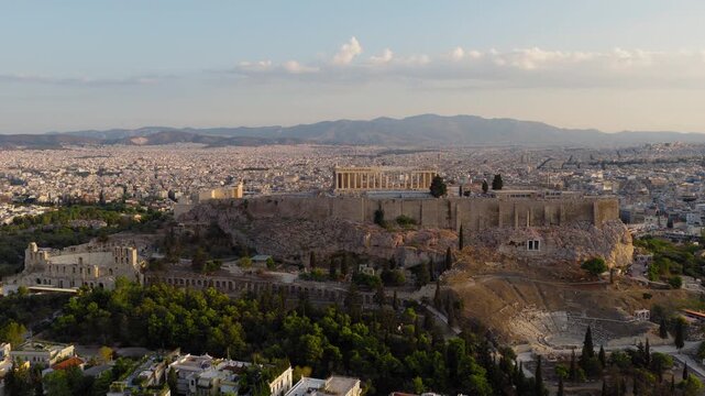 Acropolis Parthenon Athens Greece ancient world Odeon of Herodes Atticus amphitheatre aerial drone