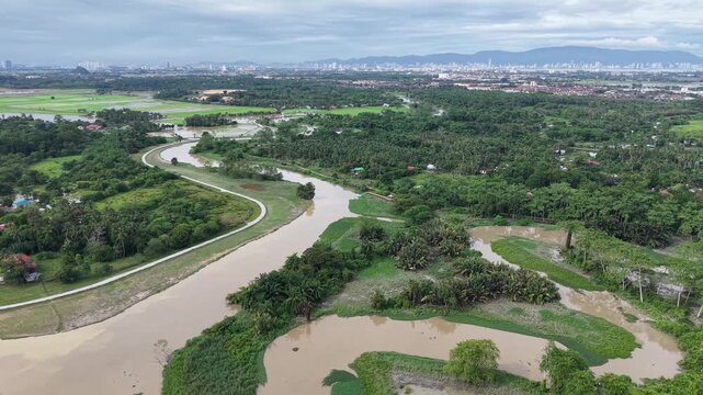 Labuh Banting River Green Floodplain and Rice Fields