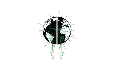 Split earth globe with green drips illustration