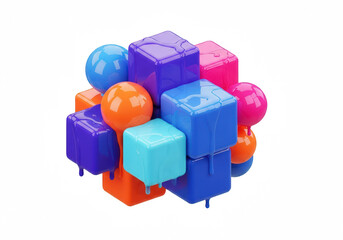 Fototapeta premium Vibrant colorful cubes and spheres in modern artistic arrangement
