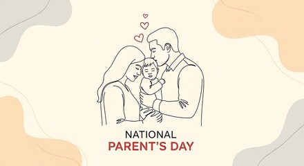 Naklejka premium Happy Family Embracing on National Parent's Day Illustration