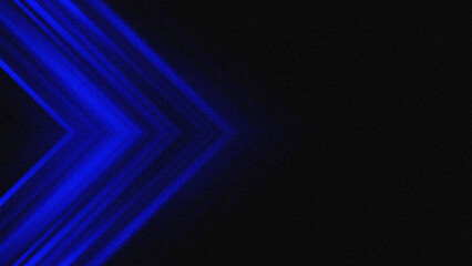 Fototapeta premium Abstract background of dynamic blue chevron shaped lines pattern with retro futuristic grain texture