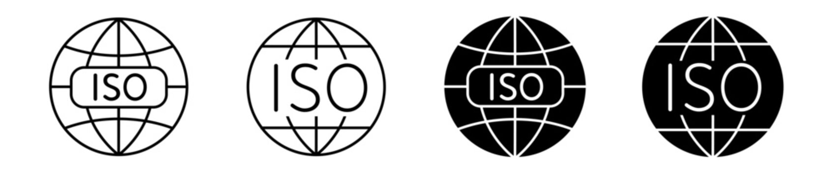 ISO certified icon set. Standard certification symbol.  Vector illustration