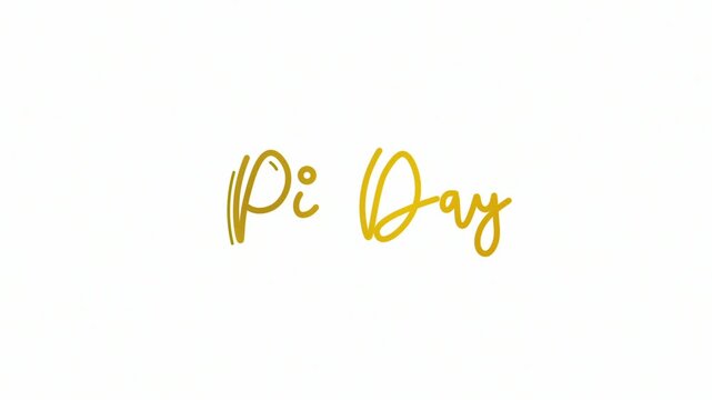 Pi day &pi; One line continuous animated typography intro outro, hand drawn calligraphy monoline vintage text on background, animated Calligraphy lettering animation video gold golden type on white bg ba