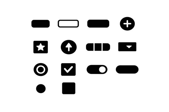 UI Button Icons. UI Button Types. Solid icon set of UI Button Types: primary button, secondary button, ghost button, icon button, floating action button,