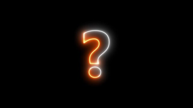 Glowing neon question mark icon animation video