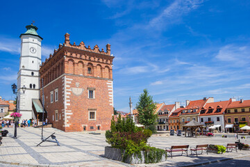 Obraz premium Historic town hall on the market square of Sandomierz, Poland