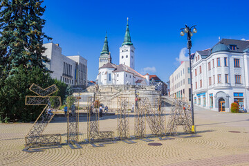 Letters forming the name of the city on the square in Zilina, Slovakia