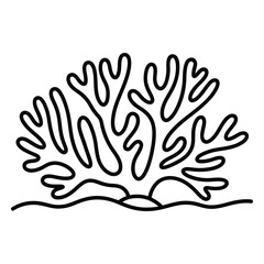 Black outline coral reef vector icon isolated on white for marine life design