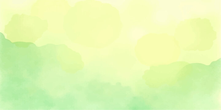 An abstract watercolor and grunge background featuring green leaves and soft bokeh light over a sunny spring meadow vector illustration