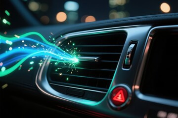 Fototapeta premium Airflow cleaning machines resist dust and prevent pm2.5 particles with filters inside car vents for healthier air quality and comfort during travel