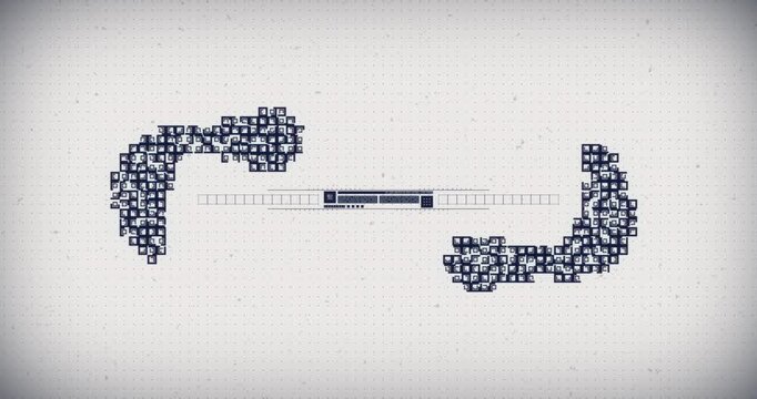 Black and white cyber interface with grunge texture and dual digital data streams