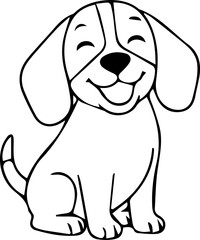Beagle dog black outline drawing